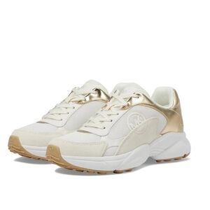 MK Michael Kors Sami Lace-Up Trainer Sneakers Size 7 White and Gold
